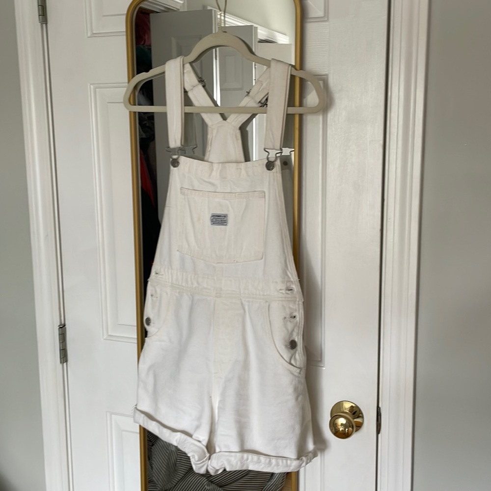 Levi, white jean overalls size S